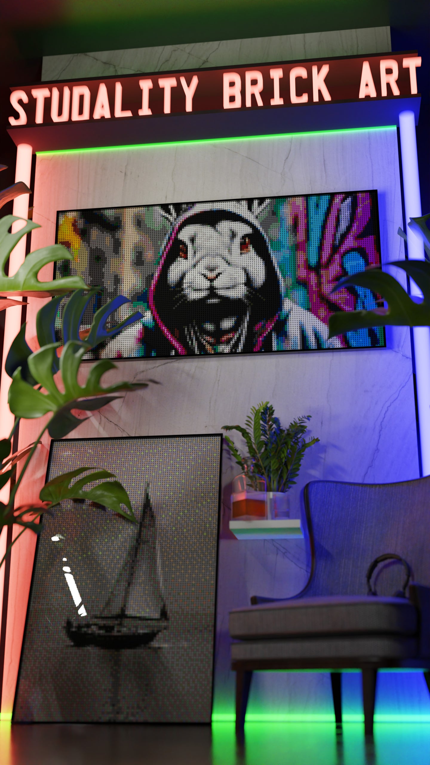 Thugsy Malone  LEGO® Style mosaic wall art made from colorful plastic bricks
